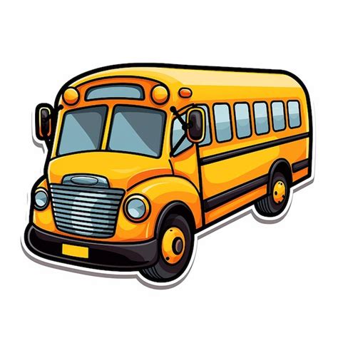 Premium Photo | Cute sticker of school bus on white isolated background