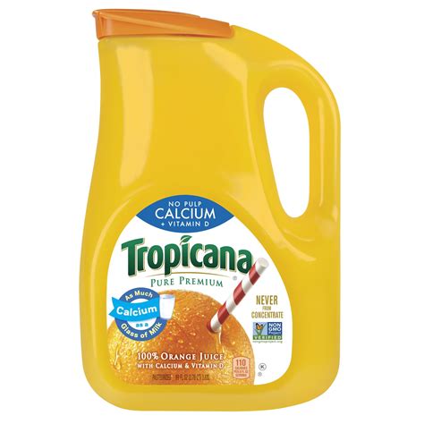 Tropicana Pure Premium, No Pulp Calcium + Vitamin D, 100% Orange Juice ...