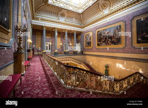 Interior photographs showing the Grand Hall and staircase of Lancaster House, managed and run by ...