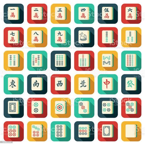 Mahjong Tiles Icon Set Stock Illustration - Download Image Now ...