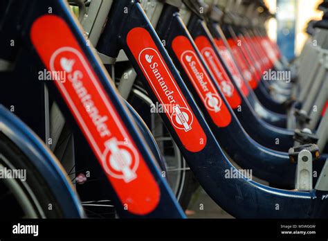 Santander bikes docked at a docking station in Southwark. The new seven year sponsorship began ...