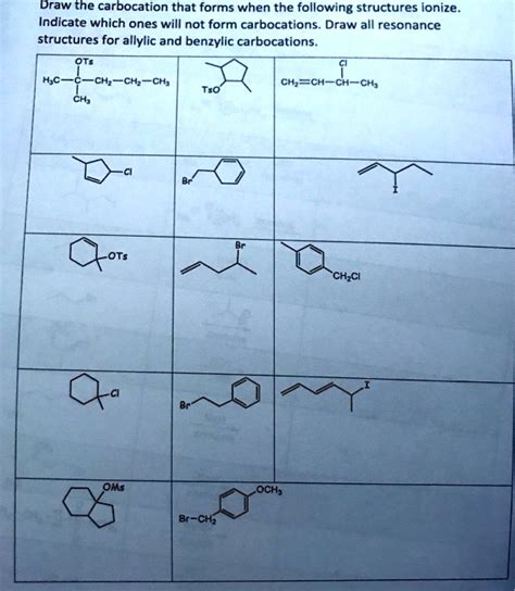 SOLVED: Draw the carbocation that forms when the following structures ionize. Indicate which ...