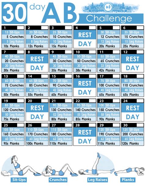 30 Day Workout Challenge Printable Pdf