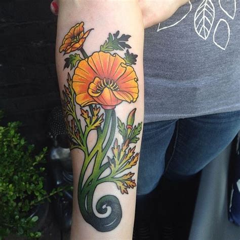 art nouveau style California poppy – TATTOO ZOO