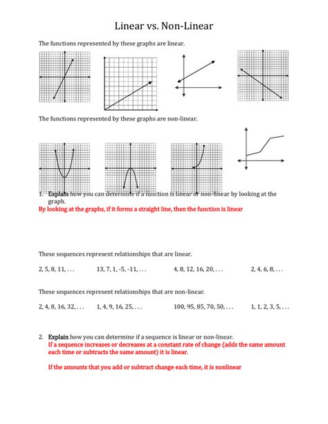 Linear And Nonlinear Functions Worksheet - Zipworksheet.com