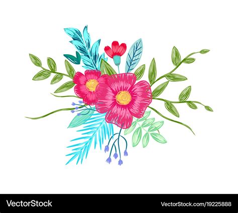 Flower bouquet drawing by color pencils Royalty Free Vector