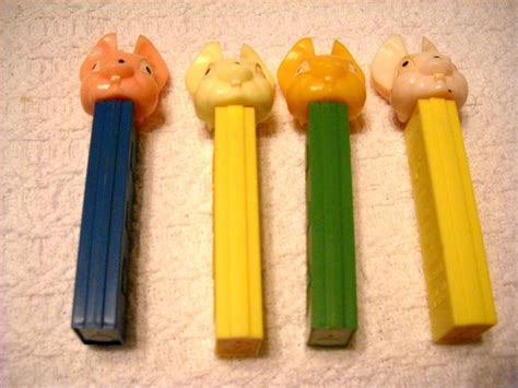 Pez Fat Eared Bunnys 4 Differnet Colors, Pink, light pink, light and dark yellow -- Antique ...