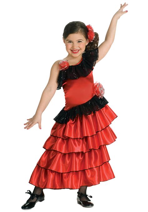 Girls Spanish Flamenco Dancer Costume