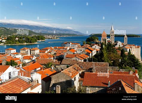 Rooftop view over Rab Town, Kvarner Gulf, Croatia, Europe Stock Photo ...