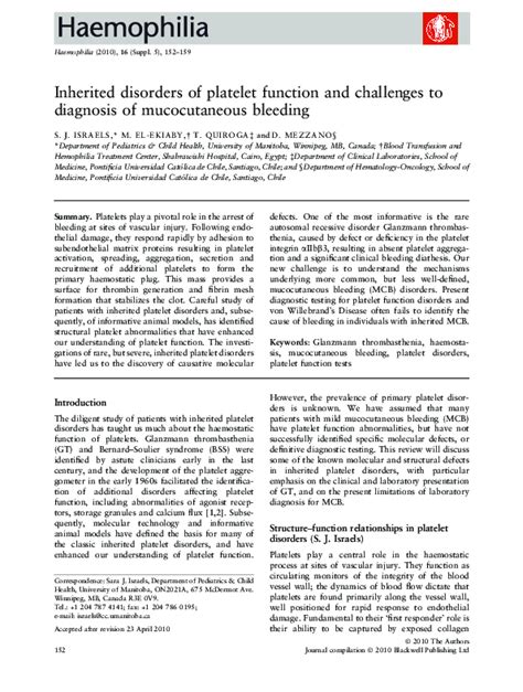 (PDF) Inherited disorders of platelet function and challenges to diagnosis of mucocutaneous ...