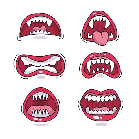 Free Vector | Hand drawn angry mouth cartoon illustration