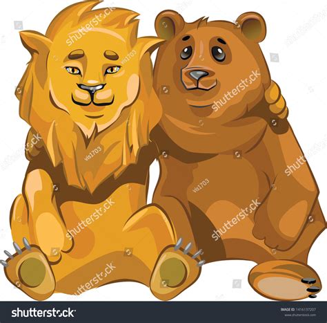 Lion Bear Sitting They Friends: เวกเตอร์สต็อก (ปลอดค่าลิขสิทธิ์ ...