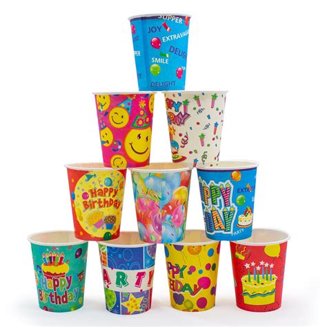 25 Pack Birthday Party Cups Combination of Designs & Colors Hot Or Cold ...