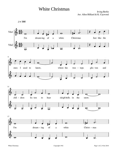 White Christmas Sheet music for Violin | Download free in PDF or MIDI | Musescore.com