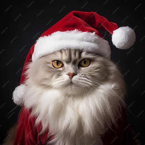 Premium AI Image | cute cat wearing Santa hat Christmas portrait ...