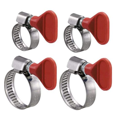 Wideskall 4 Pieces Key Type Twist Adjustable Stainless Steel Hose Clamp Set Kit 1" + 1-1/2 ...