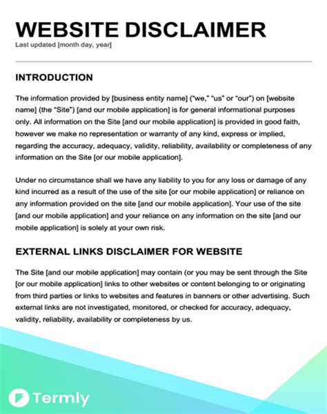 Free Legal Disclaimer Templates & Examples | Download Now | Termly