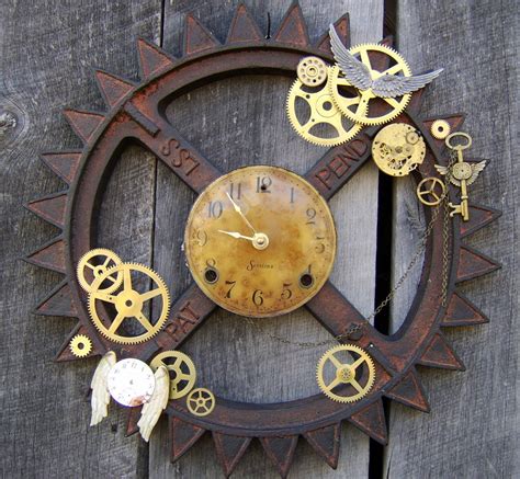 Steampunk Wall Clock Large Single Gear Vingtage Clock Face