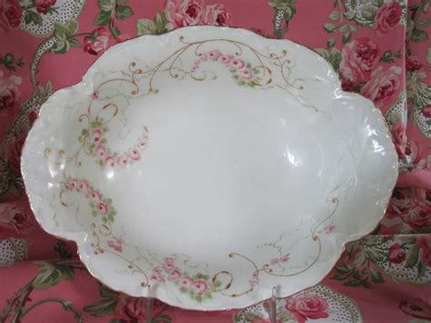 Vintage Bowl Haviland China Pink Roses Serving Bowl