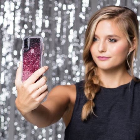 Case-Mate iPhone XS Waterfall Glow Glitter Case - Rose Gold