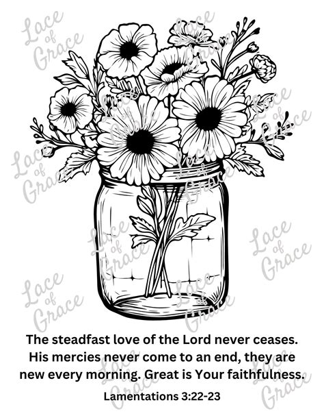 Bible Coloring Page Lamentations 3:22-23 - Etsy