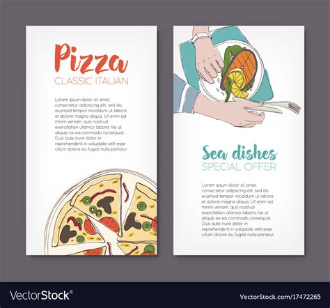 Set of flyer templates with colorful drawings Vector Image