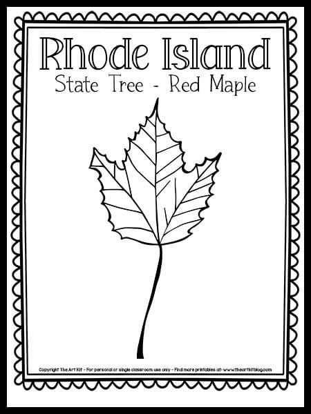 Free Printable Rhode Island State Tree Coloring Page: Red Maple - The ...