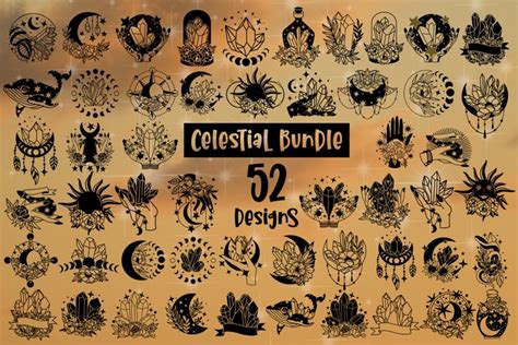 Celestial Svg Bundle of 52 designs Witchy Celestial