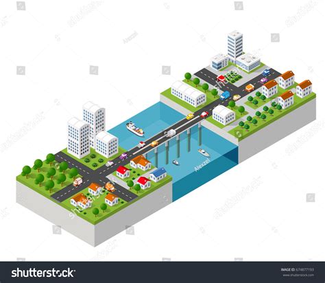 Bridge Skyway Urban Infrastructure Isometric Games Stock Vector ...