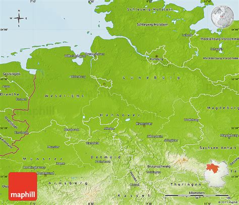 Physical Map of Niedersachsen