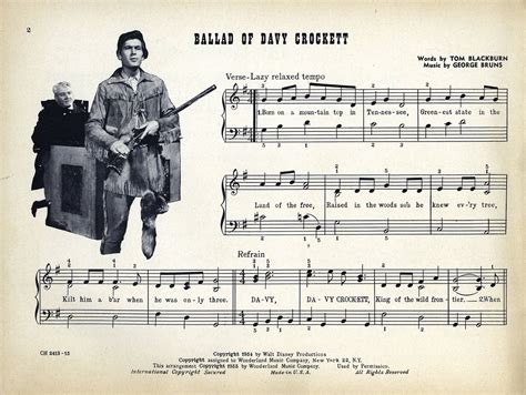 Adventurelandia — 1955 sheet music to The Ballad of Davy Crockett