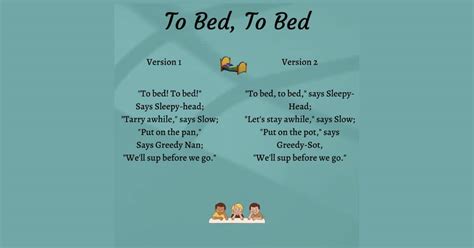 To Bed, To Bed Printable Lyrics, Origins, and Video