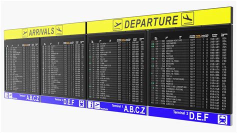 Airport Timetable Arrivals and Departures Board 3D Model $39 - .3ds .blend .c4d .fbx .max .ma ...