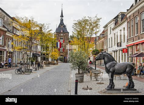 Vianen, The Netherlands, October 13, 2019: view of Voorstraat, main ...