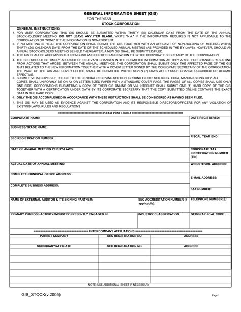 Sec Gis Form 2023 Download - Printable Forms Free Online