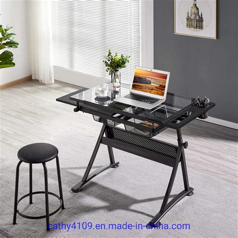 Drawing Table with Stool and Storage, Height Adjustable Art Table for ...