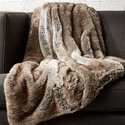 Light Grey Faux Fur Throw | CB2