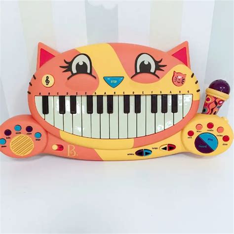 American B. Toys Bigmouth Cat Piano Cartoon Early Teaching Keyboard Puzzle Electronic Piano ...