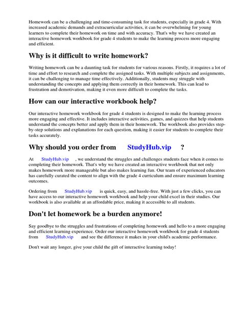 Interactive Homework Workbook Grade 4 Answers | PDF | Homework | Textbook