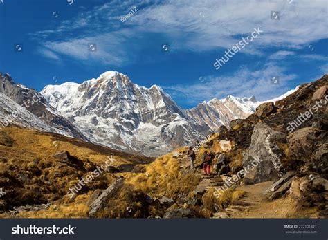 Trekking Annapurna Base Camp Annapurna Background Stock Photo 272101421 ...