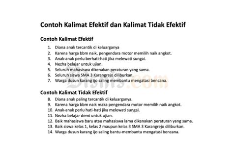 14 Contoh Kalimat Efektif, Pengertian dan Ciri-cirinya