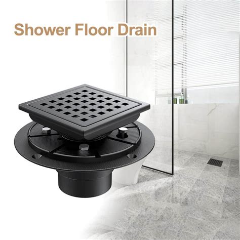 Interbath 4 in. x 4 in. Stainless Steel Square Shower Floor Drain with ...