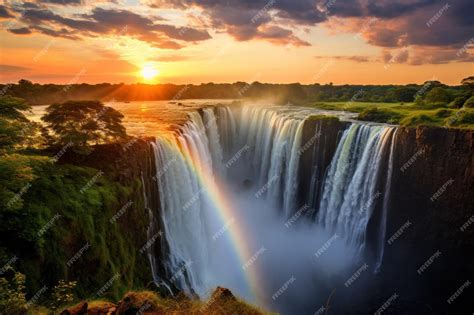 Premium AI Image | A rainbow over a waterfall