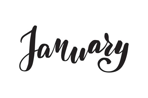 Inspirational handwritten brush lettering January. Vector calligraphy illustration isolated on ...