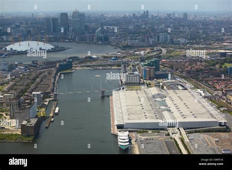 Aerial view of the ExCel Exhibition Centre, Royal Victoria Dock, the ...