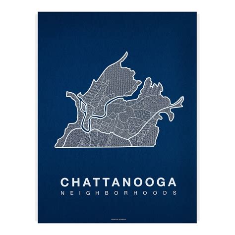 Chattanooga Neighborhood Map | Chattanooga Map Art | Chattanooga map ...