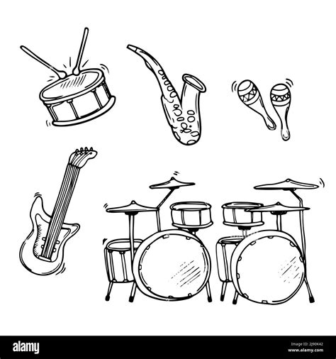 Doodle musical instruments. Music vector illustration. Isolated on white Stock Vector Image ...