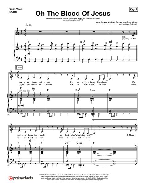 Oh The Blood Of Jesus Sheet Music PDF (Lucia Parker) - PraiseCharts