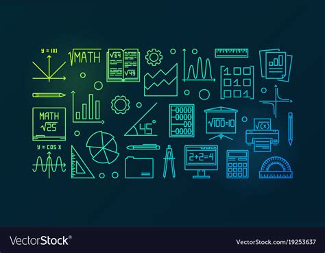 Mathematics colorful thin line banner Royalty Free Vector