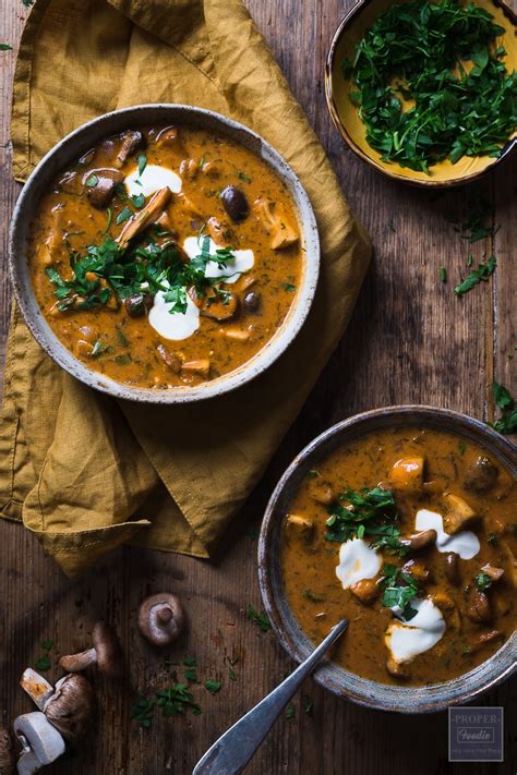 Hungarian Mushroom Soup with Paprika and Sour cream - ProperFoodie